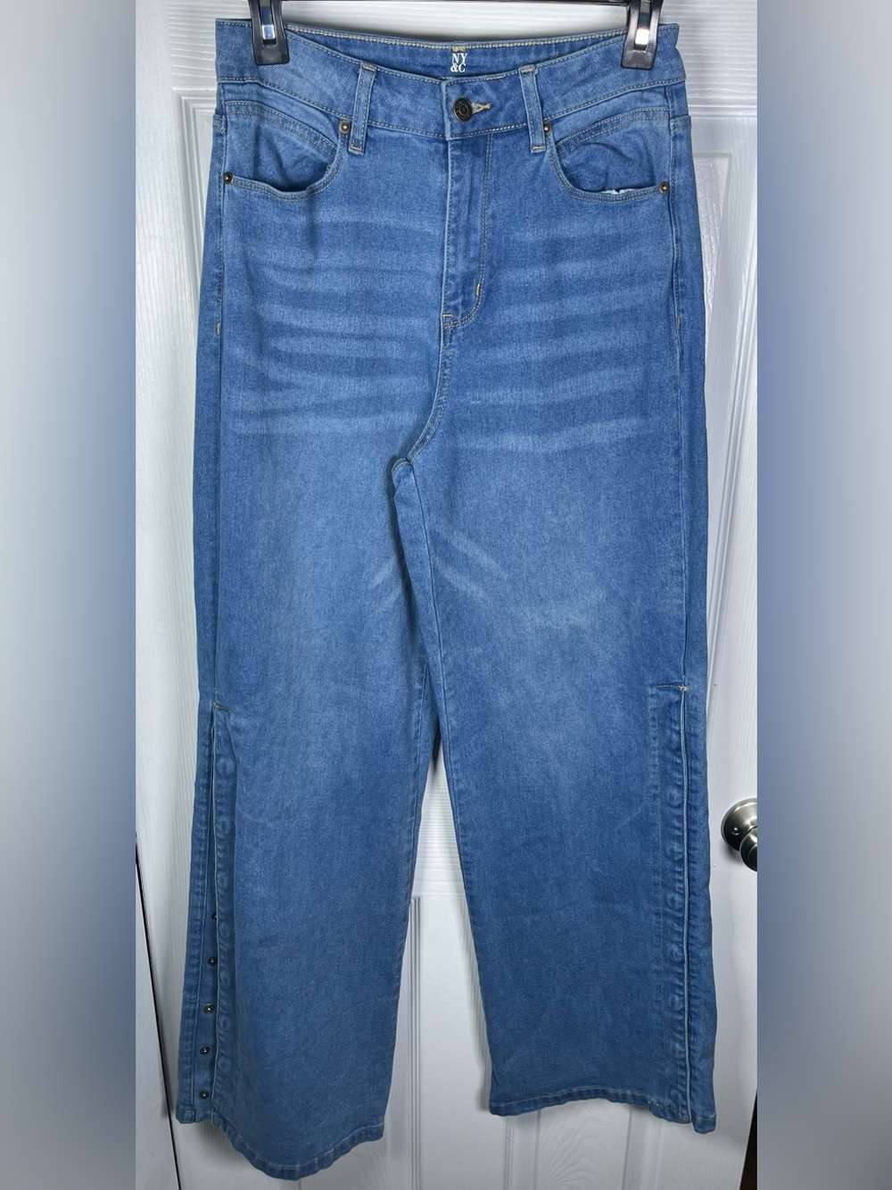 NY&Co. New York & Company Super Flared Jeans with Snap Sides Wide Leg Jeans 4